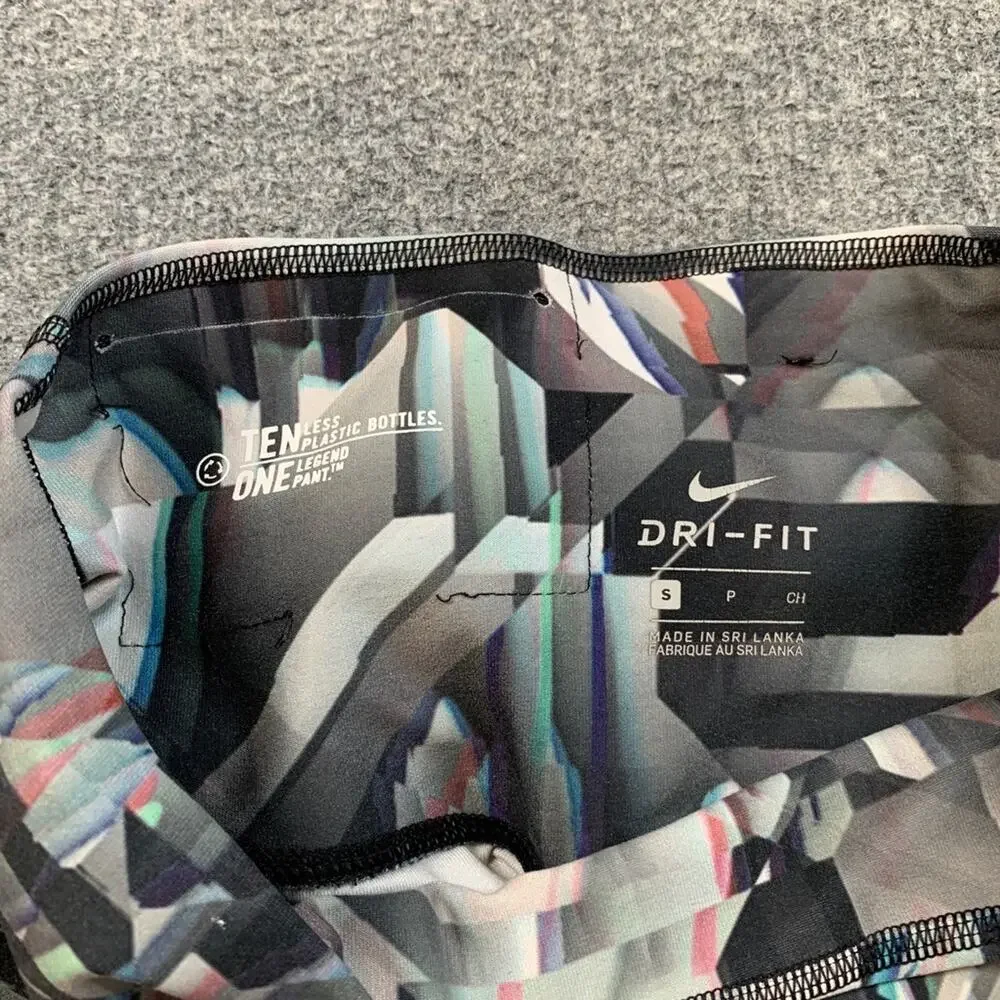 Nike Leggings Womens S Small Multi Dri Fit Ten Less One Legend Glitch Print Yoga
